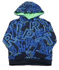 Tmavomodro-modrá mikina s písmeny a kapucí S. Oliver