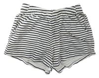 Tmavomodro-bílé pruhované teplákové kraťasy H&M