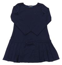 Tmavomodré šaty se skládanou sukní Ralph Lauren