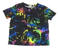 Černo-barevné vzorované crop tričko SHEIN