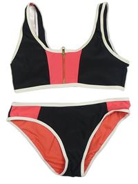 Černo-růžové dvoudílné plavky New Look
