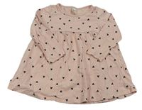 Světlerůžové bavlněné šaty se srdíčky H&M