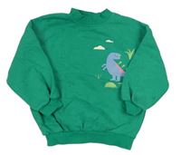 Zelená oversize mikina s dinosaurem zn. George 