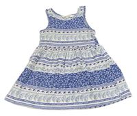 Modro-bílé vzorované bavlněné šaty H&M
