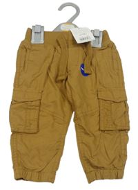 Béžové plátěné podšité cargo cuff kalhoty Miniclub