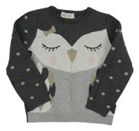 Tmavošedý svetr se sovou H&M