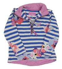 Modro-bílá pruhovaná mikina s květy Joules