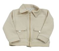 Béžovo-bílá vzorovaná propínací mikina s kapsami River Isaldn 