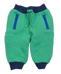 Zeleno-tmavomodré žebrované tepláky Ergee