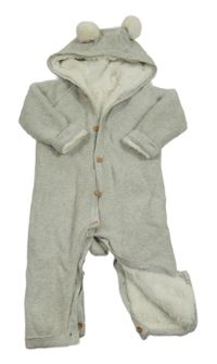 Šedá pletená zateplená kombinéza s kapucí TU 