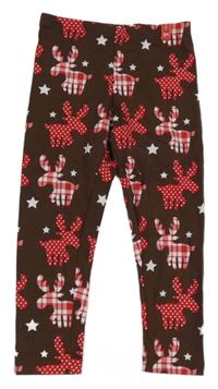 Hnědé legíny se soby 