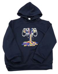 Tmavomodrá mikina s joystickem a kapucí Shein 