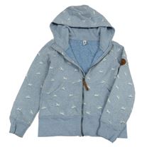 Světlemodrá propínací mikina s koníky a kapucí Yigga