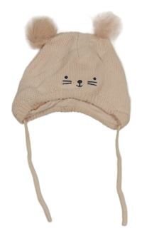 Světlerůžová pletená podšitá čepice s myškou H&M