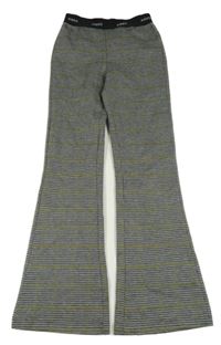 Šedo-černo-olivové kostkované flare legíny Ai&Ko