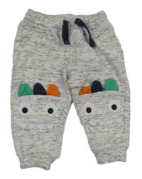 Šedé melírované tepláky s dinosaury F&F