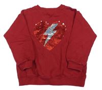 Červená mikina se srdíčkem z flitrů Zara