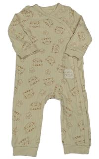 Béžový žebrovaný overal s tygry So Cute