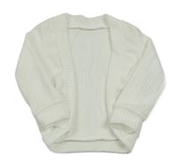 Bílý pletený žebrovaný cardigan 