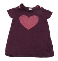 Vínové úpletové šaty se srdíčkem H&M