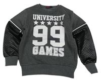 Šedo-černá mikina s číslem a nápisy 