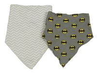 2x - Bílo-šedý pruhovaný + šedý slinták s Batmany