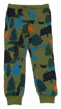 Khaki tepláky s vlky a stromečky M&S