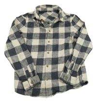 Tmavošedo-smetanová kostkovaná flanelová košile Primark 