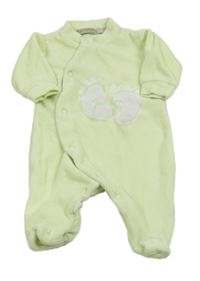 Světlezelený sametový overal s ťapičkami Prénmaman