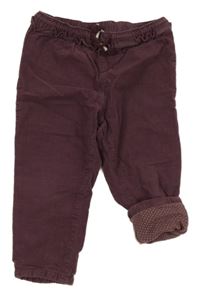 Fialové manšestrové podšité kalhoty s volánky H&M