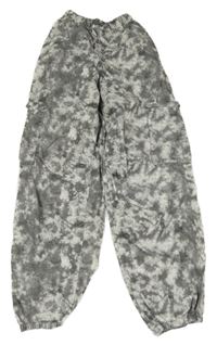 Šedo-bílé batikované plátěné cargo cuff kalhoty C&A