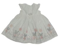 Bílé plátěné šaty s myškami George