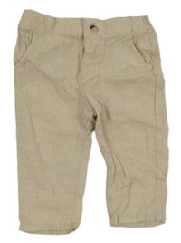 Béžové lněné kalhoty H&M