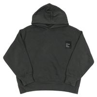 Tmavošedá oversize mikina s nášivkou a kapucí Zara