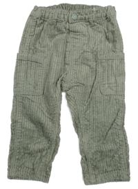 Zelenošedé manšestrové podšité cargo kalhoty H&M