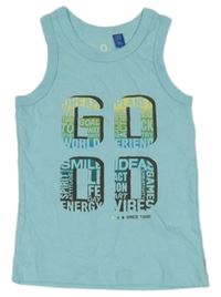 Tyrkysové tílko s nápisem Okaidi