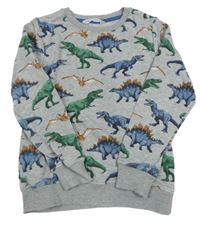 Šedá melírovaná mikina s dinosaury H&M