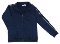 Tmavomodrá propínací sportovní mikina s proužky L&D