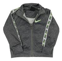 Šedá sportovní funkční propínací mikina s logy Nike 