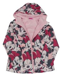 Světlerůžová šusťáková jarní parka s Minnií a kapucí Disney