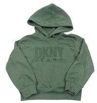 Khaki oversize mikina s logem a kapucí DKNY