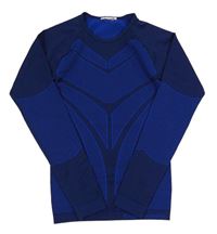 Tmavomodro-modré vzorované funkční sportovní spodní triko ERGEENOMIXX