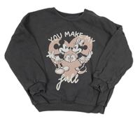 Tmavošedá oversize mikina s Minnie a Mickey George