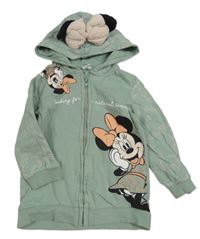 Olivovošedá propínací mikina s Minnie a kapucí Disney
