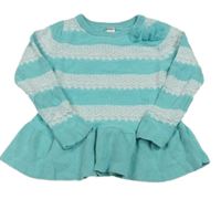 Azurovo-bílá pruhovaná/jkrajková svetrová tunika s mašlí Cherokee