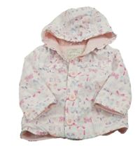 Bílá šusťáková zateplená bunda s motýlky a volánky a kapucí George