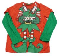 Červeno-zelené triko s elfem F&F