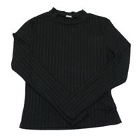 Černý žebrovaný crop rolák SHEIN