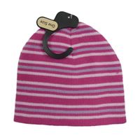 Nové - tmavorůžovo-světlerůžovo/fialová pruhovaná pletená čepice