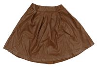 Hnědá koženková sukně SHEIN